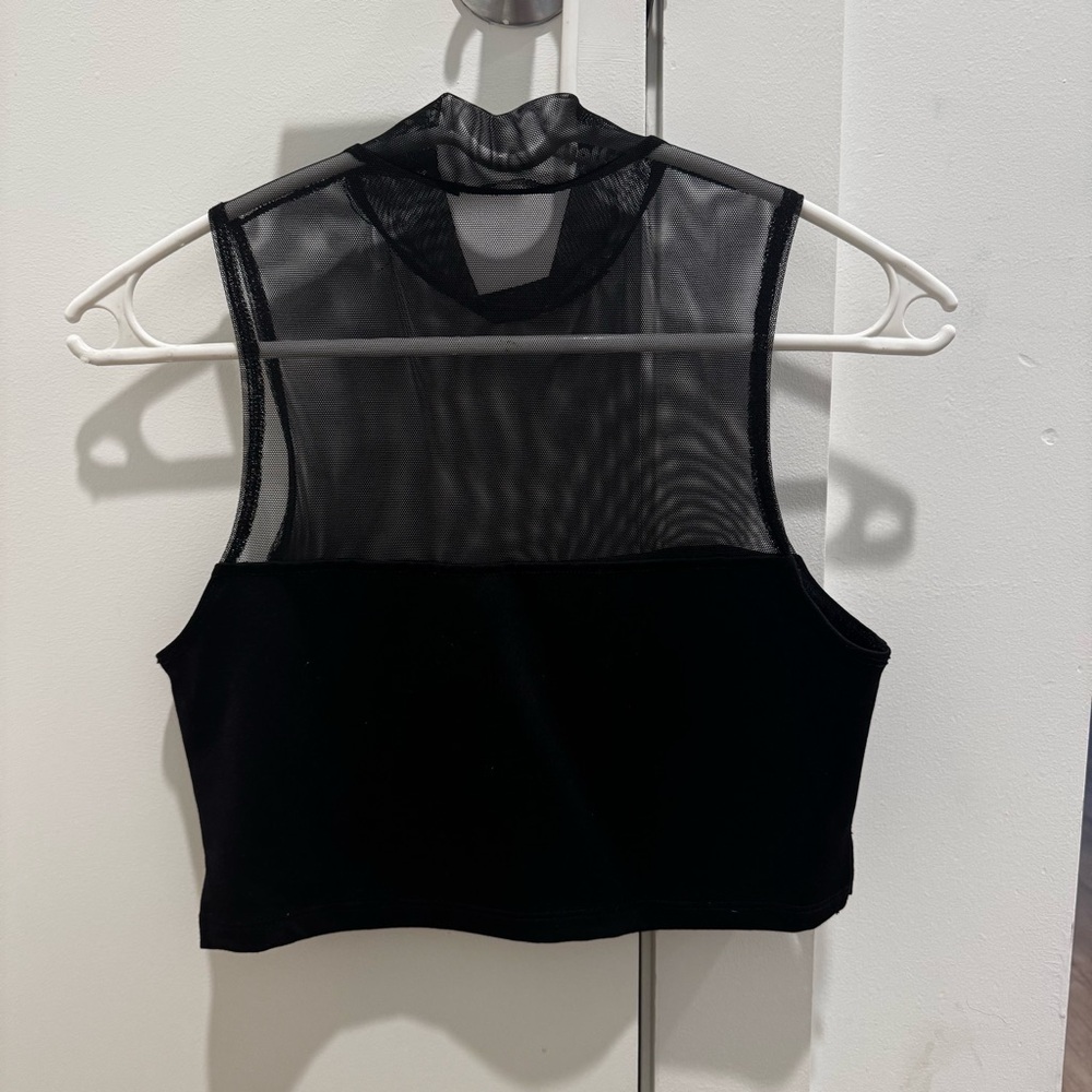 Donna Mizani Black Sheer Mesh Crop Top